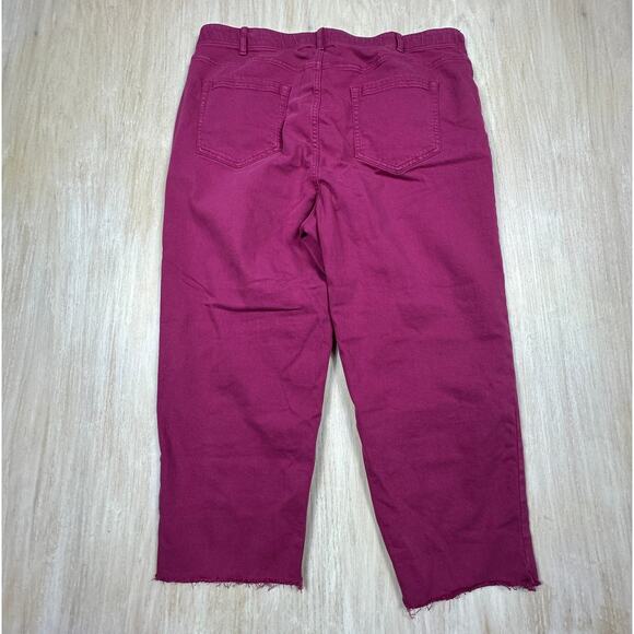 J. Jill Denim High Rise Straight Leg Crop Raw Hem Stretch Burgundy Jeans 18 - Picture 10 of 13